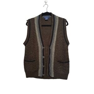 Men Vintage Brown Knit Button up Vest